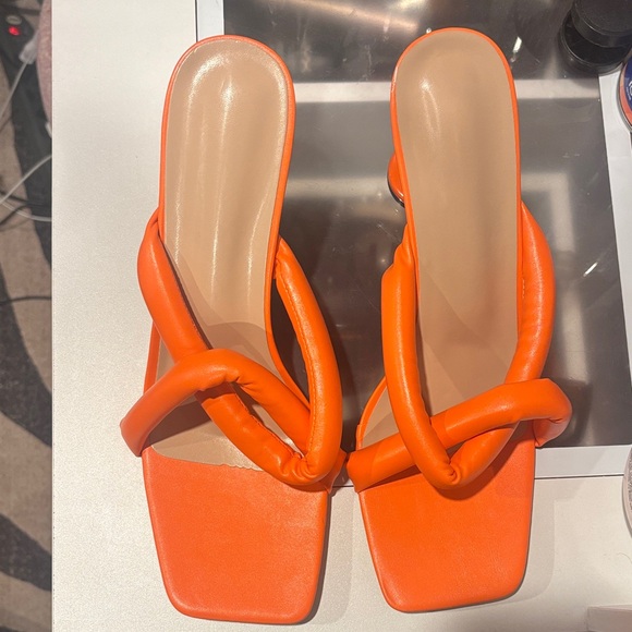 Orange Women's Heeled Sandals - Picture 2 of 3